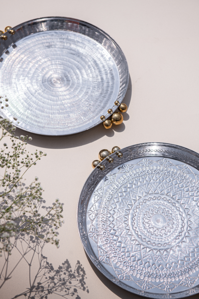 Aluminum handmade Circular Ra collection with copper handles