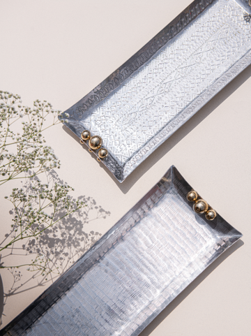 Aluminum handmade Rectangular Ra collection with copper handles