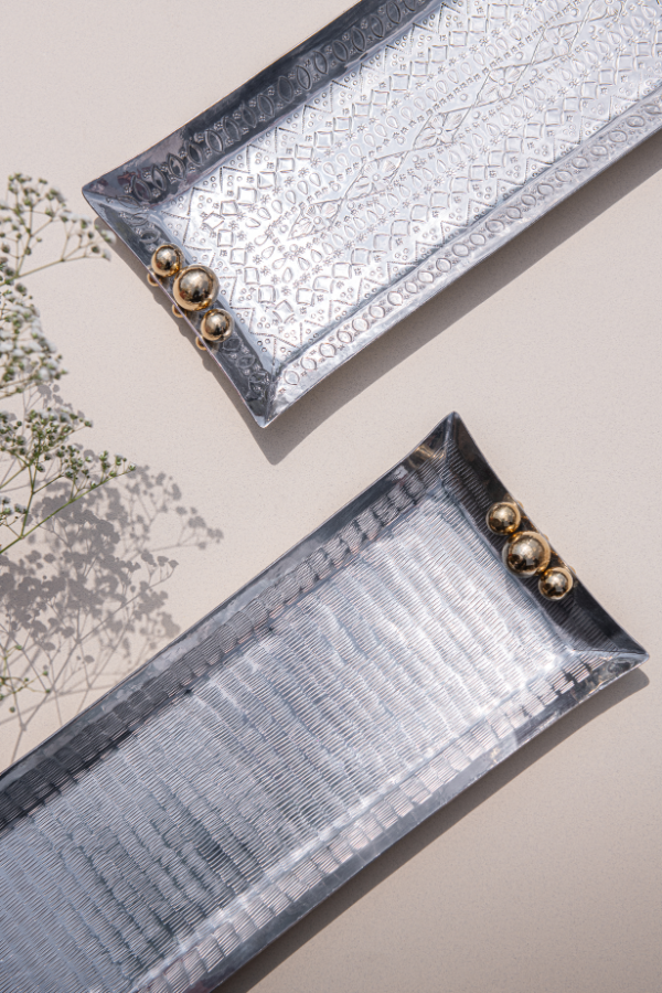 Aluminum handmade Rectangular Ra collection with copper handles