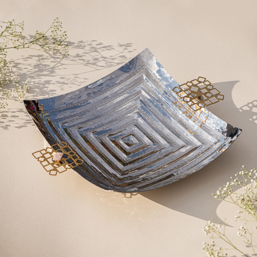 Stainless handmade Ra collection square plate
